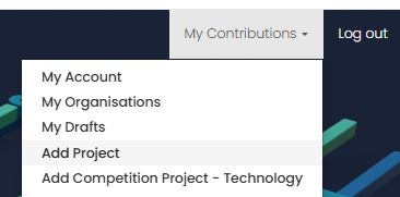 add project from navigation menu