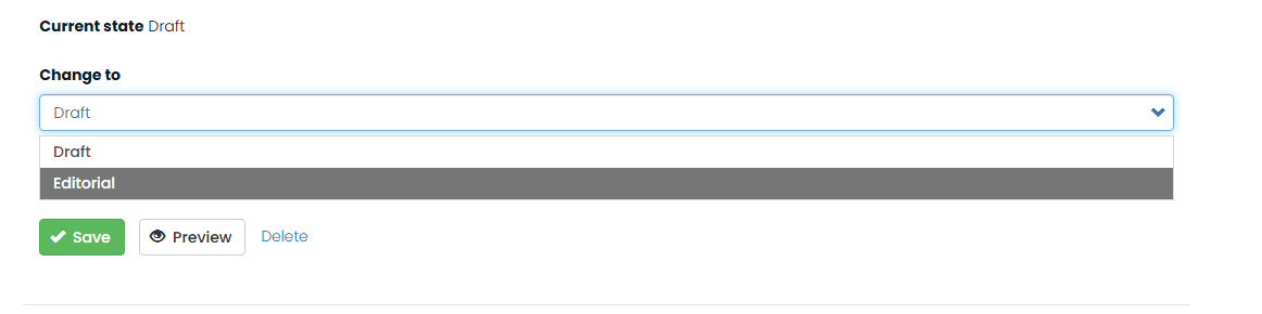 save to editorial drop down