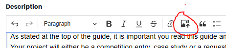 upload image using icon in the tool bar